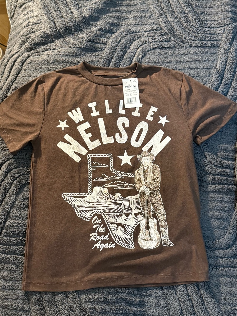 Kids' Brown Graphic Tee with White Print - Willie Nelson